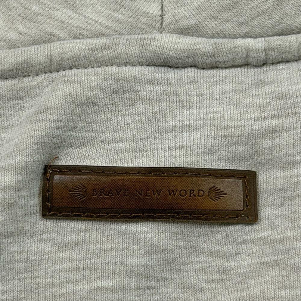 Naketano "Brave New World" Pullover Hoodie Heather Gray & Purple/Maroon Sleeves - Picture 8 of 14